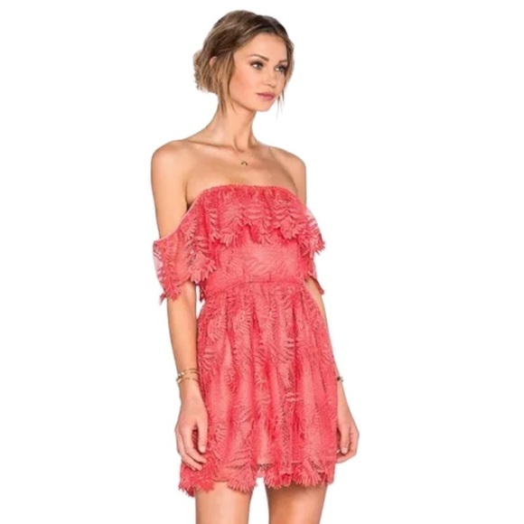 Lovers + Friends Dream Vacay Dress in Coral Reef | Lace | Size Small - Picture 2 of 9
